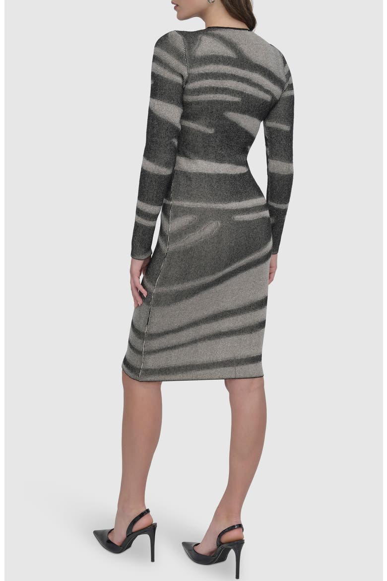 Zip Front Long Sleeve Sweater Dress, Alternate, color, GREY