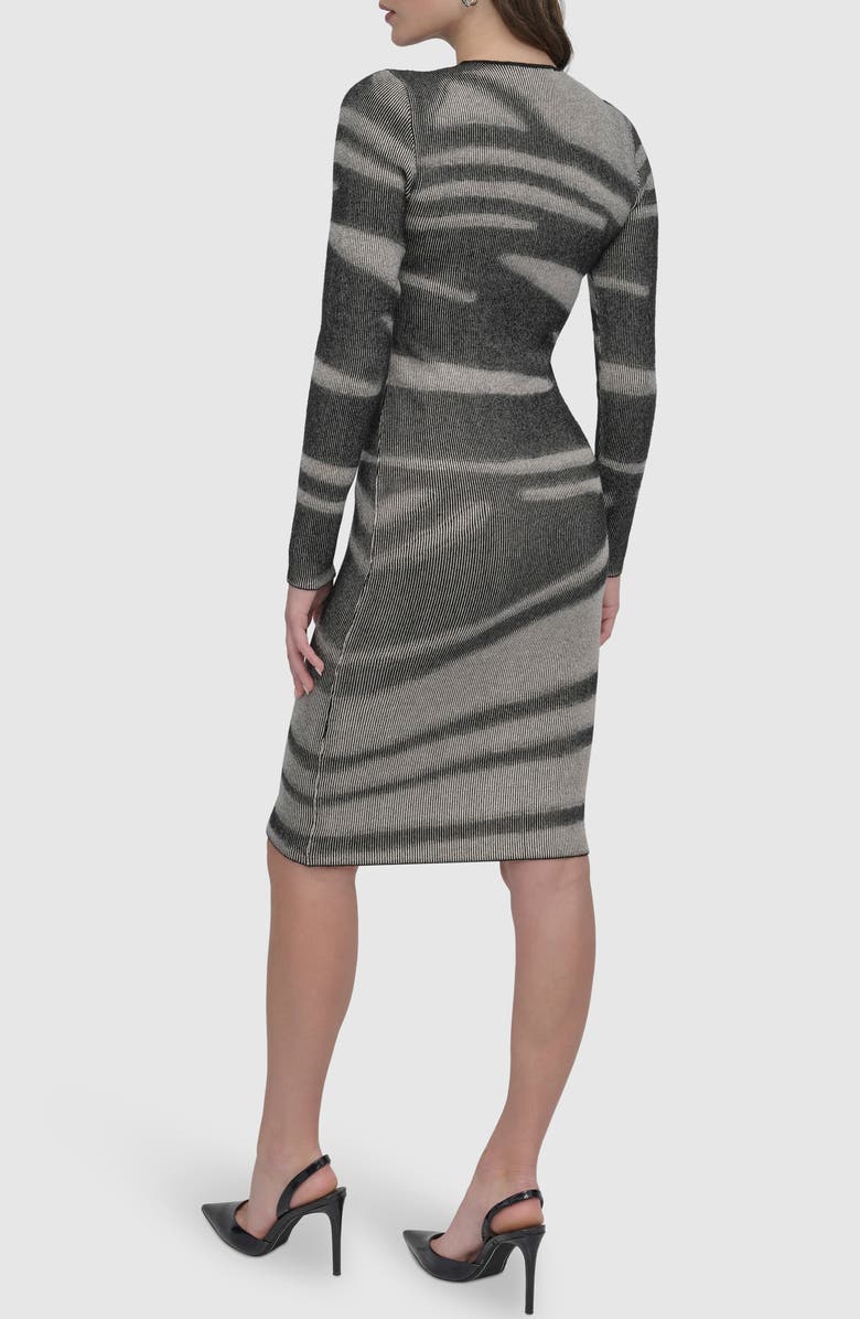 DKNY Zip Front Long Sleeve Sweater Dress, Alternate, color, Grey