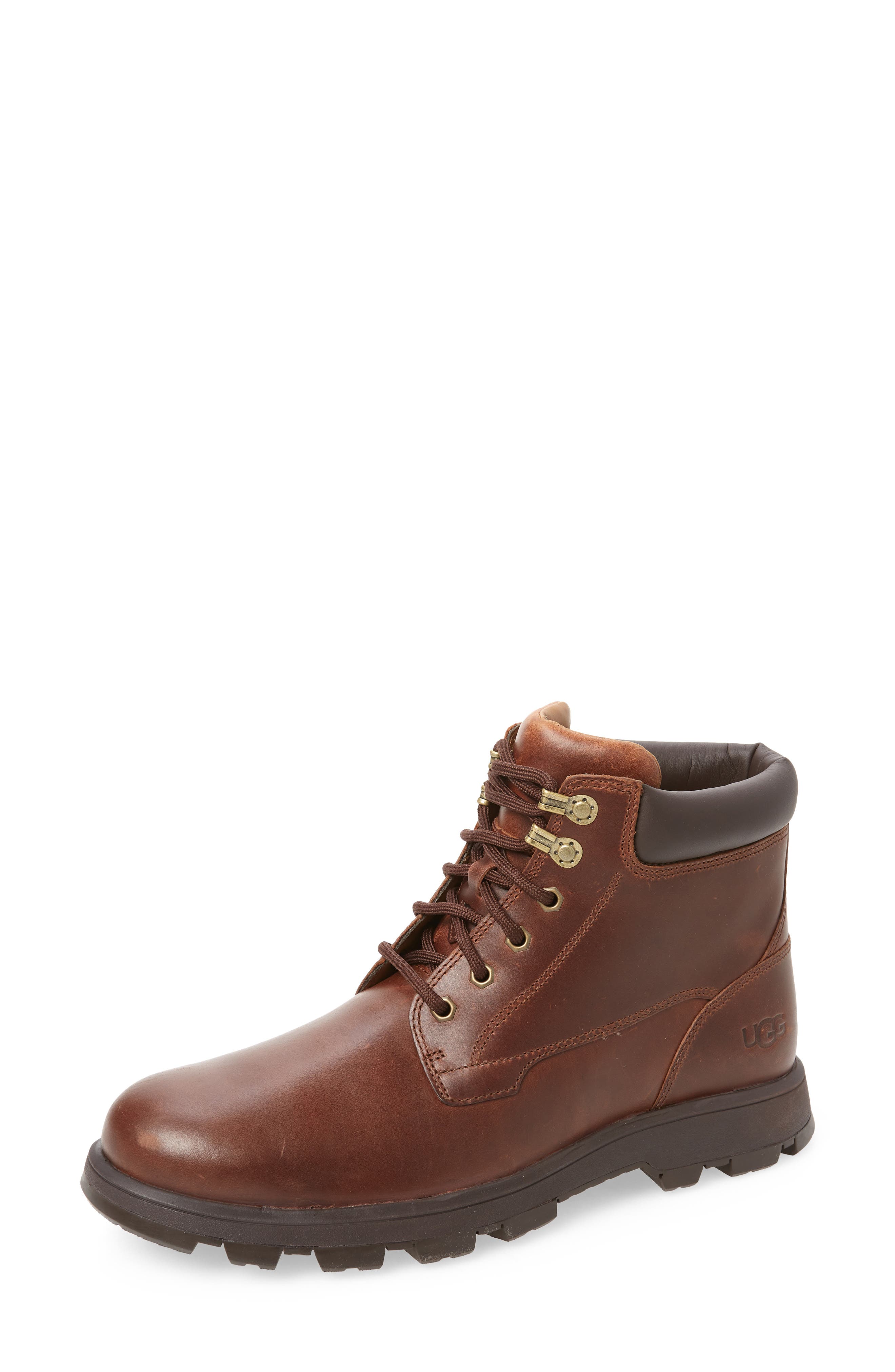 Stenton Water Repellent Leather Boot, Main, color, CHESTNUT LEATHER