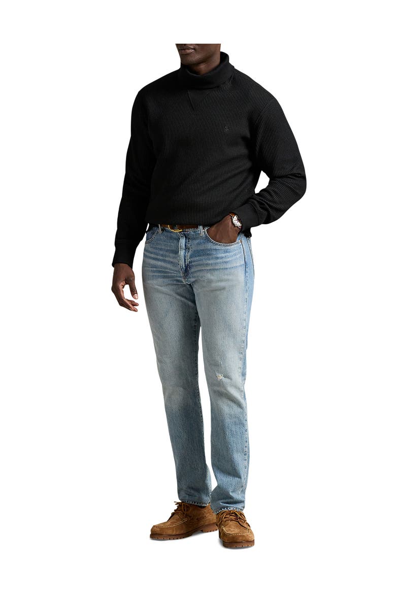 Polo Ralph Lauren Big & Tall Waffle-Knit Fleece Turtleneck, Alternate, color, Black