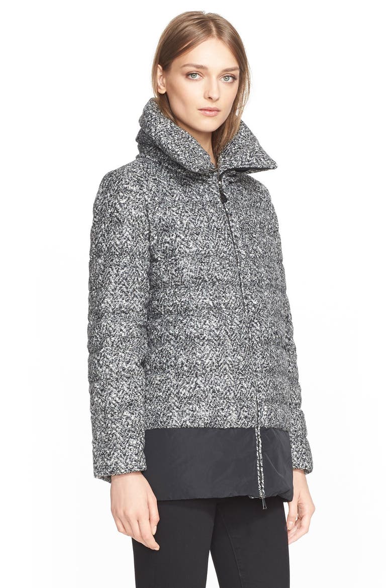 'Dauphin' Water Resistant Tweed Down Puffer Coat, Main, color, GREY