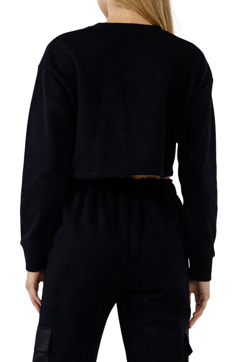 Crop Pocket Cotton Sweatshirt, Alternate, color, BLACK