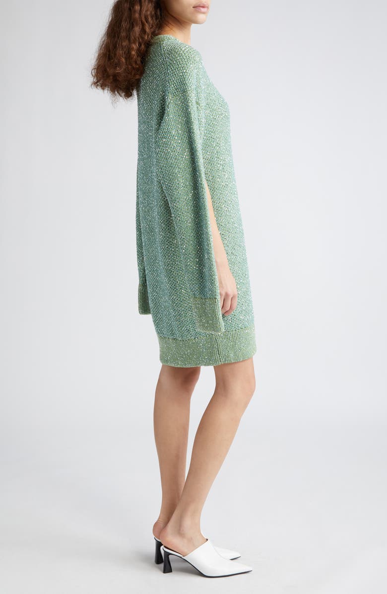 Stella McCartney Sequin Seed Stitch Cape Long Sleeve Sweater Dress, Alternate, color, 