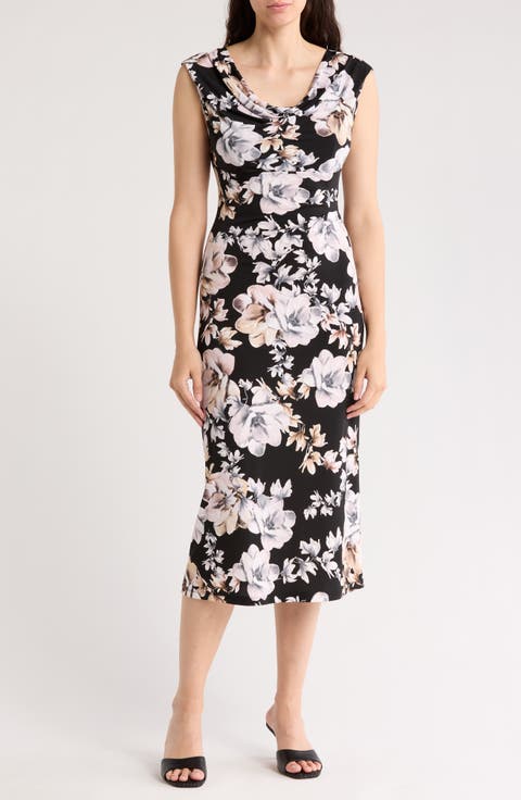 Drape Neck Midi Dress