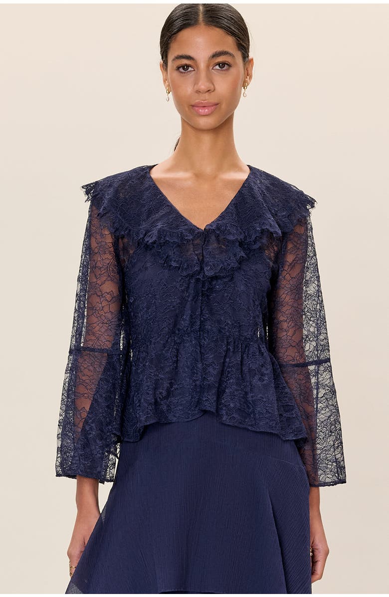 Rebecca Taylor Skye Lace Top, Main, color, Maritime Blue