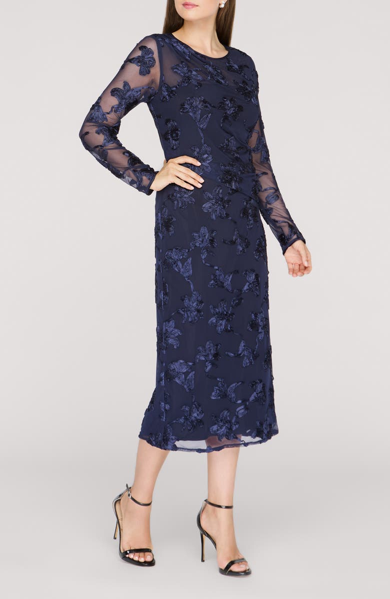 JS Collections Kori Long Sleeve Cocktail Dress, Alternate, color, Deep Navy