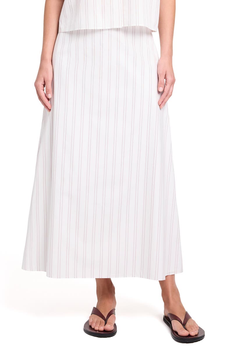 TWP Stripe Cotton A-Line Skirt, Main, color, White / Wine