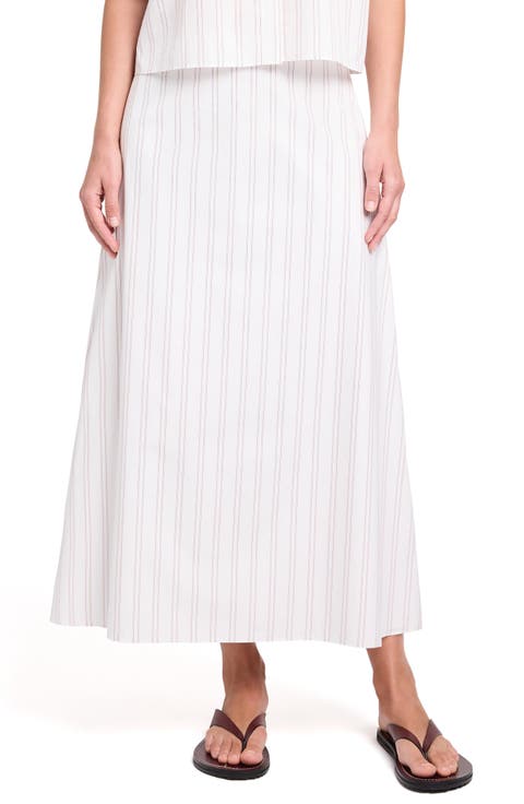 Stripe Cotton A-Line Skirt