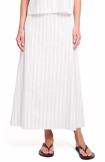Stripe Cotton A-Line Skirt