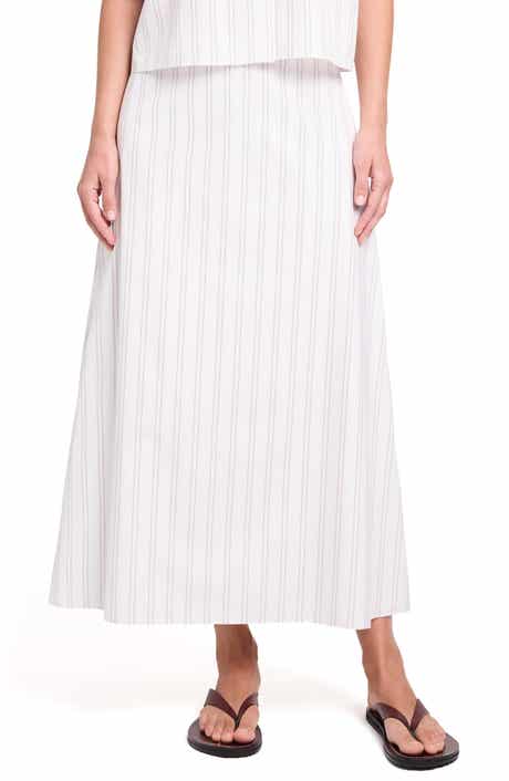 Stripe Cotton A-Line Skirt
