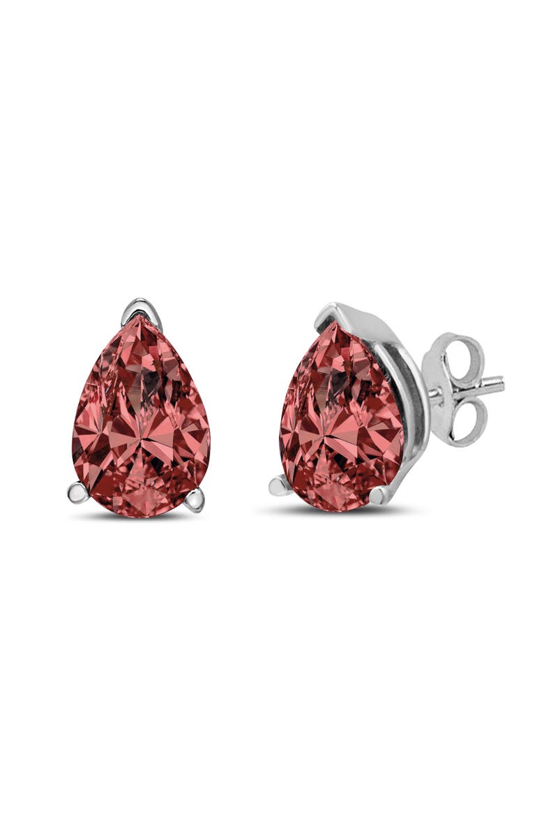 14K White Gold 1/2 Ct Lab Grown Pink Pear Diamond 3 Prong Stud Earrings, Main, color, White