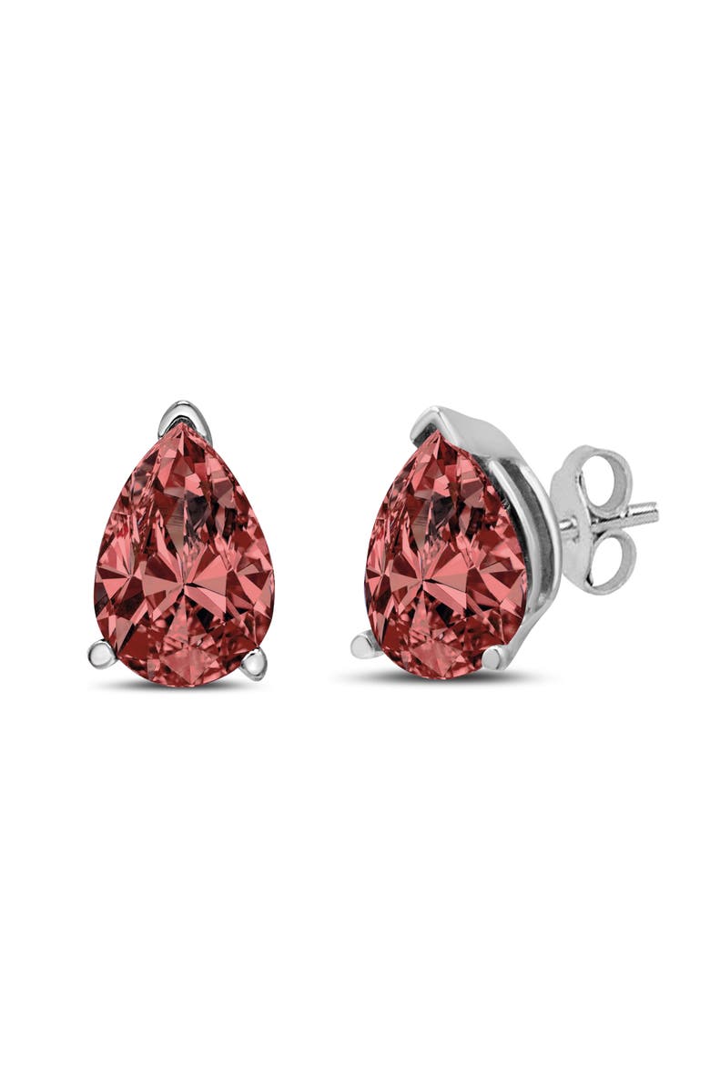 Haus of Brilliance 14K White Gold 1/2 Ct Lab Grown Pink Pear Diamond 3 Prong Stud Earrings, Main, color, White