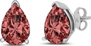 Haus of Brilliance 14K White Gold 1/2 Ct Lab Grown Pink Pear Diamond 3 Prong Stud Earrings