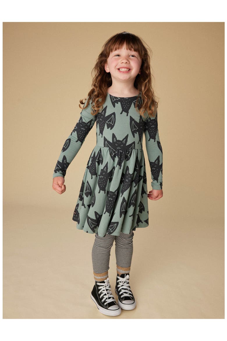 Printed Ballet Dress, Alternate, color, Fly By Night Bats