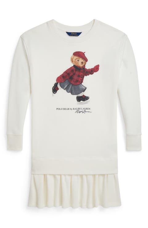 Kids' Polo Bear Long Sleeve Sweatshirt Dress (Toddler & Little Kid)