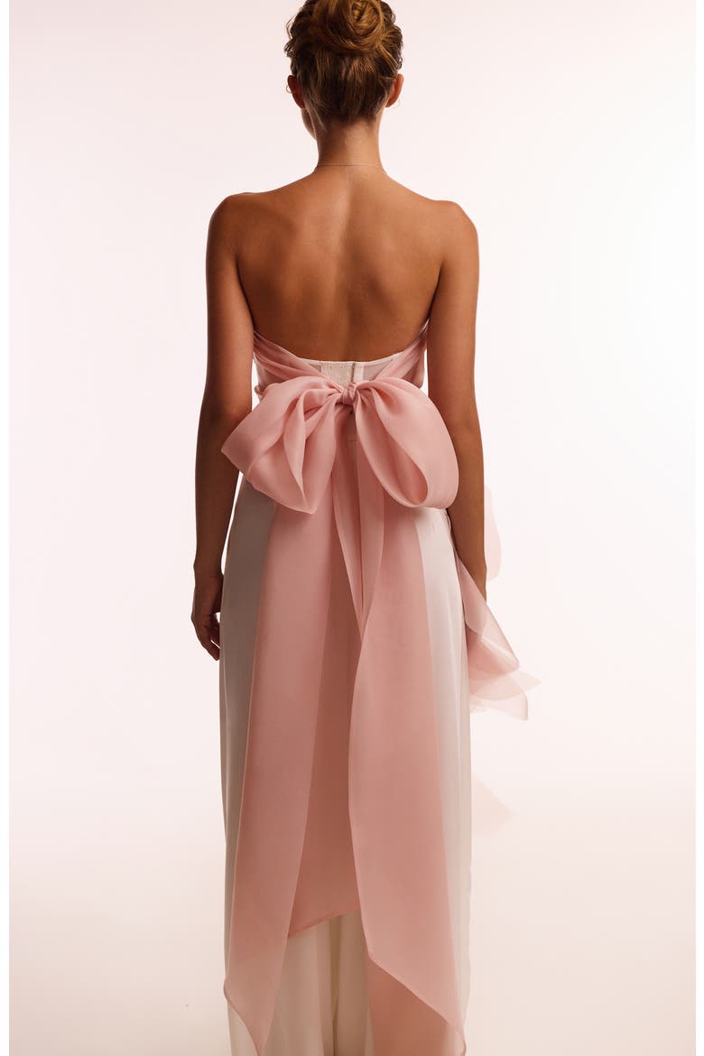 Off-Shoulder Organza Formal Occasion Blouse with Ruffles, Alternate, color, Misty Rose