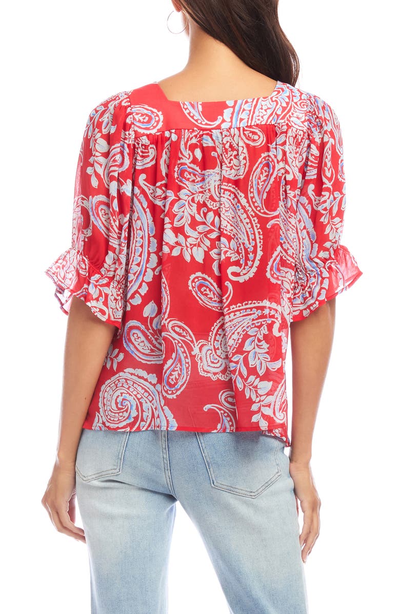 Karen Kane Paisley Ruffle Sleeve Top, Alternate, color, Paisley