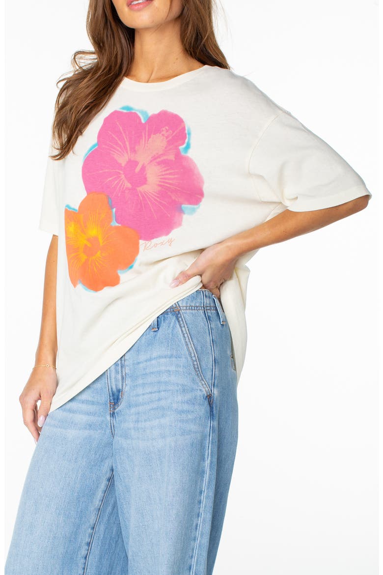 Flower Glow Oversize Cotton Graphic T-Shirt, Alternate, color, CLOUD DANCER