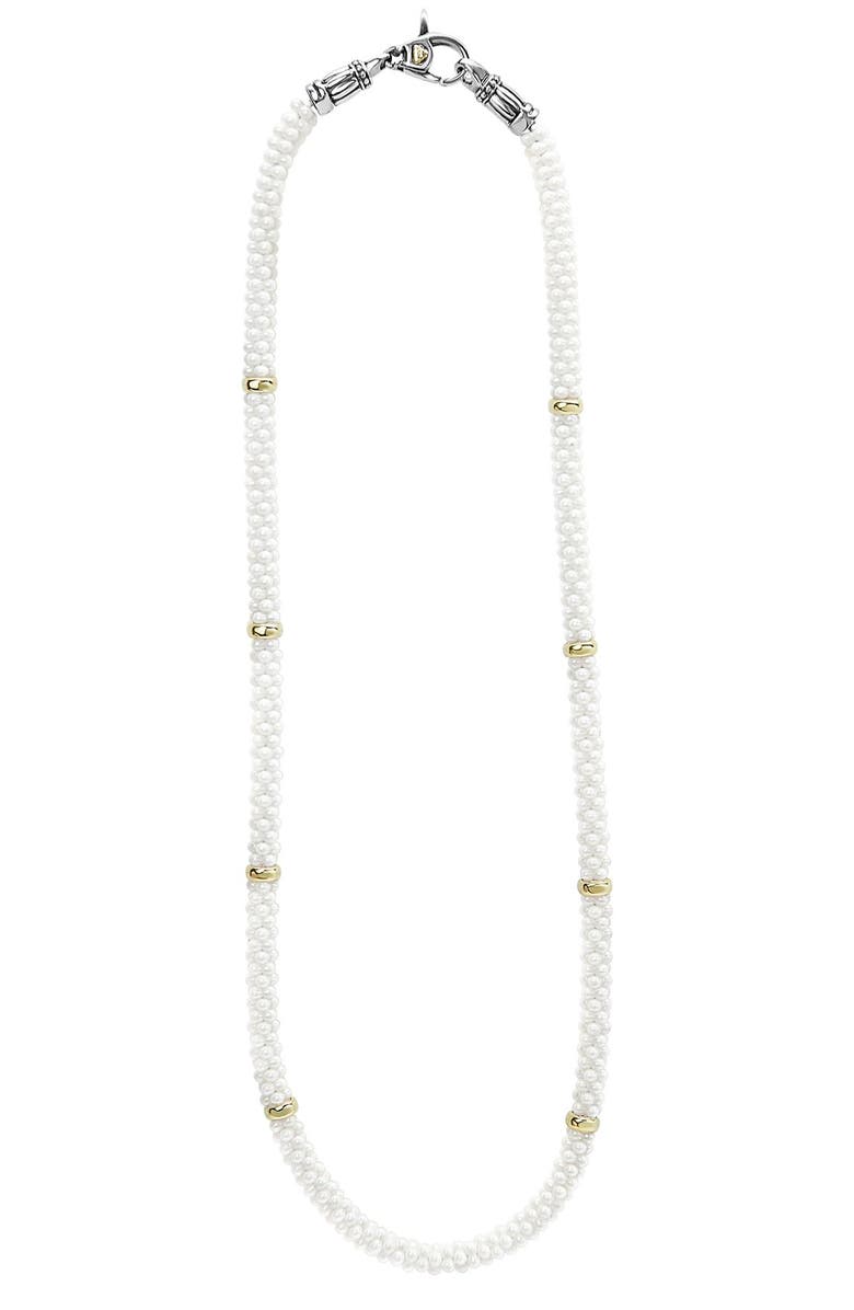 LAGOS 'White Caviar' 5mm Beaded Station Necklace, Main, color, 