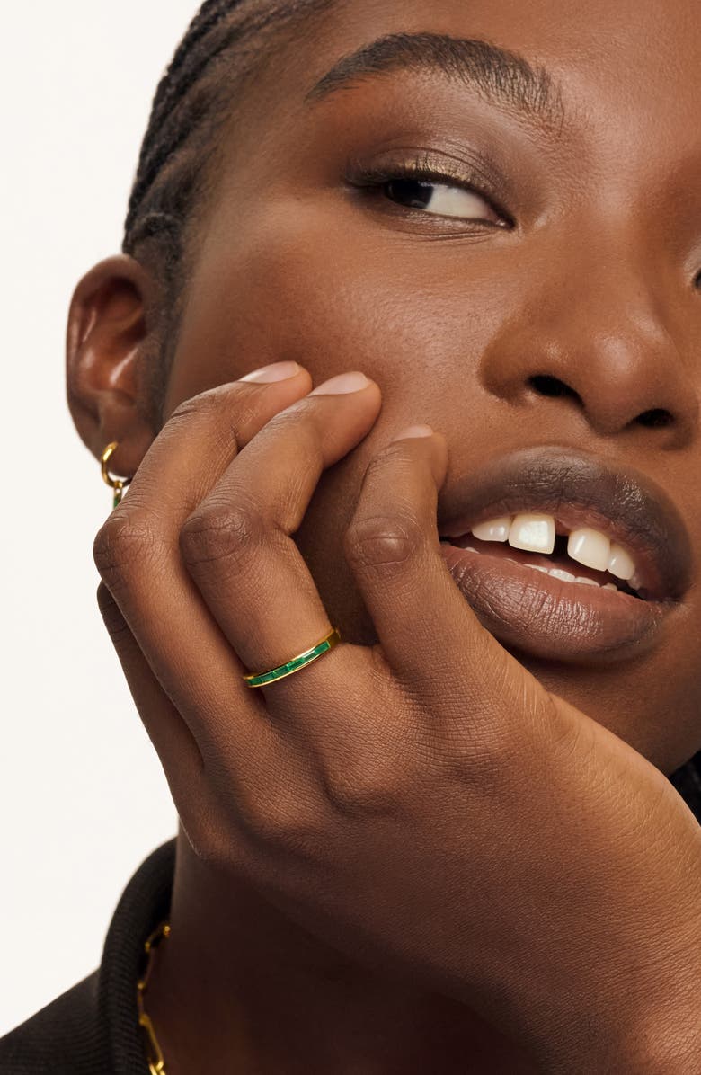 Monica Vinader Mini Baguette Half Eternity Ring, Alternate, color, 18Ct Gold Vermeil / Green Onyx