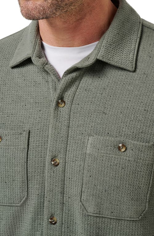 Travismathew Cloud Waffle Knit Button-up Shirt In Green