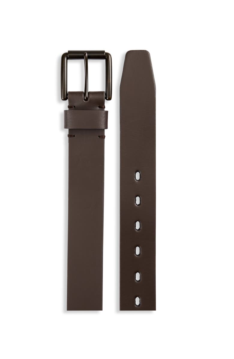 Harbor Bay by DXL Big & Tall Leather Belt, Alternate, color, Brown