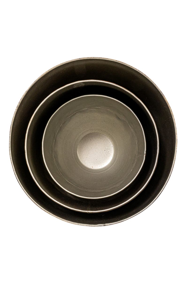 Storied Home Various Round Metal Planters with Distressed Finish, Pewter, Set of 3, Alternate, color, Grey