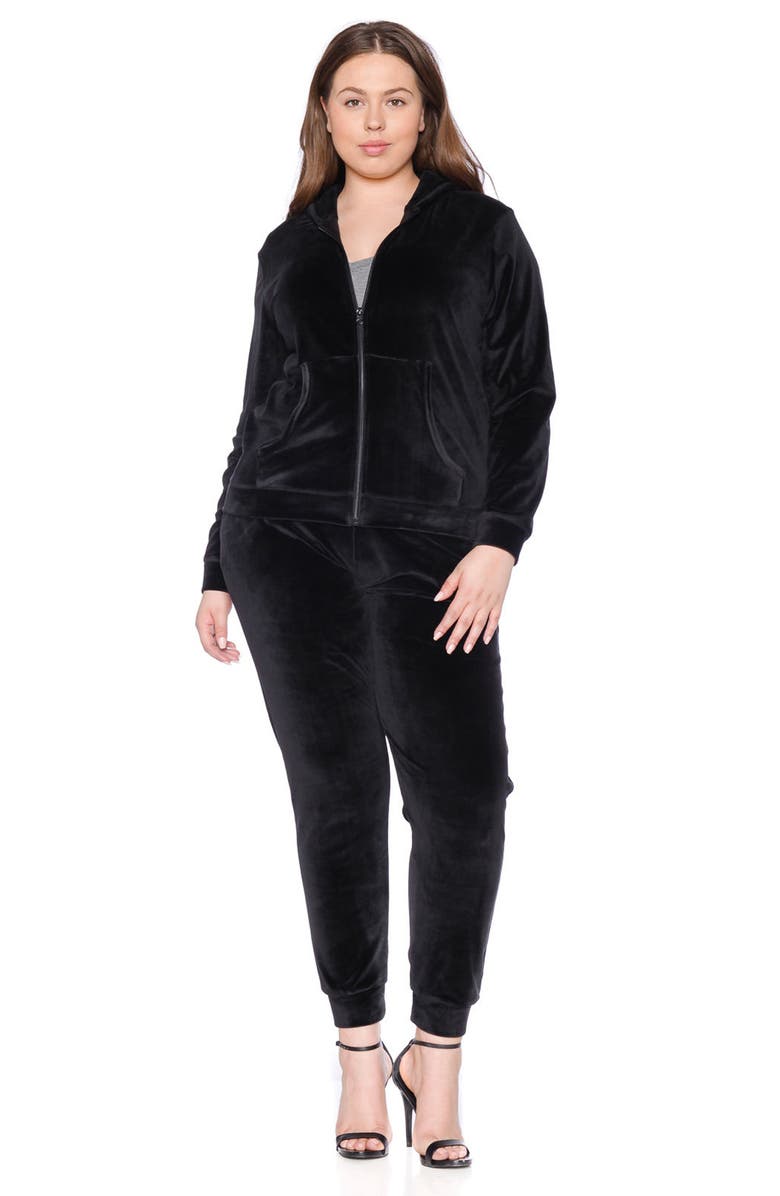 SLINK Jeans Velour Zip Hoodie, Alternate, color, 