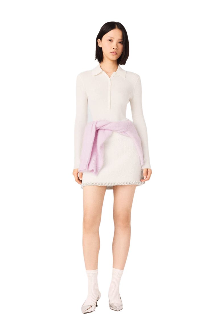 Ribbed polo sweater, Alternate, color, Ecru