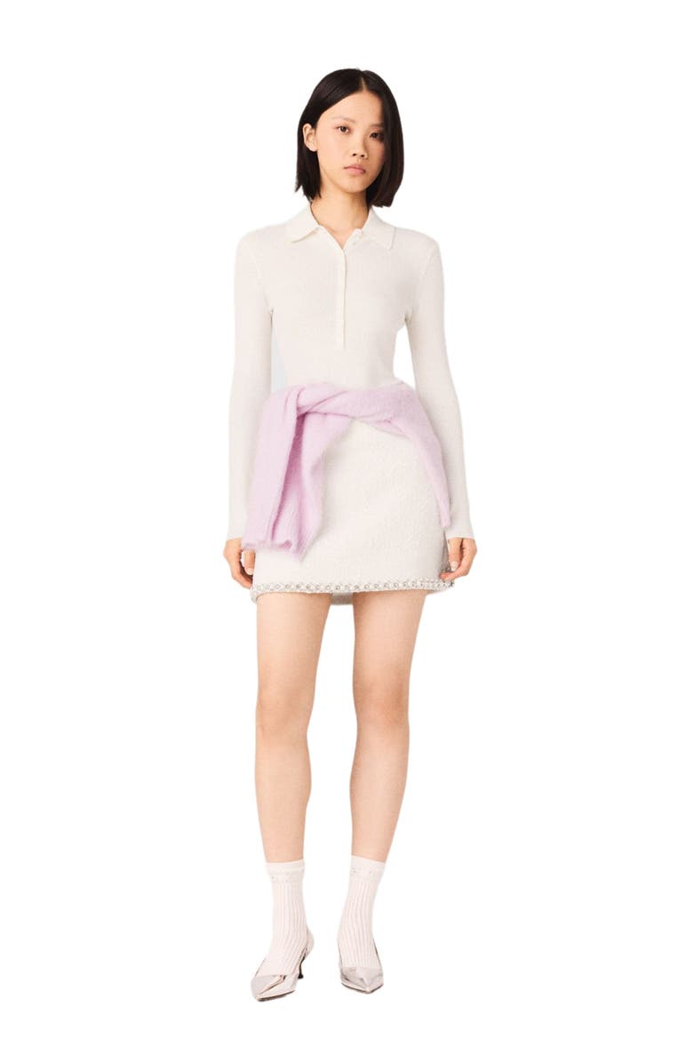 maje Ribbed polo sweater, Alternate, color, Ecru