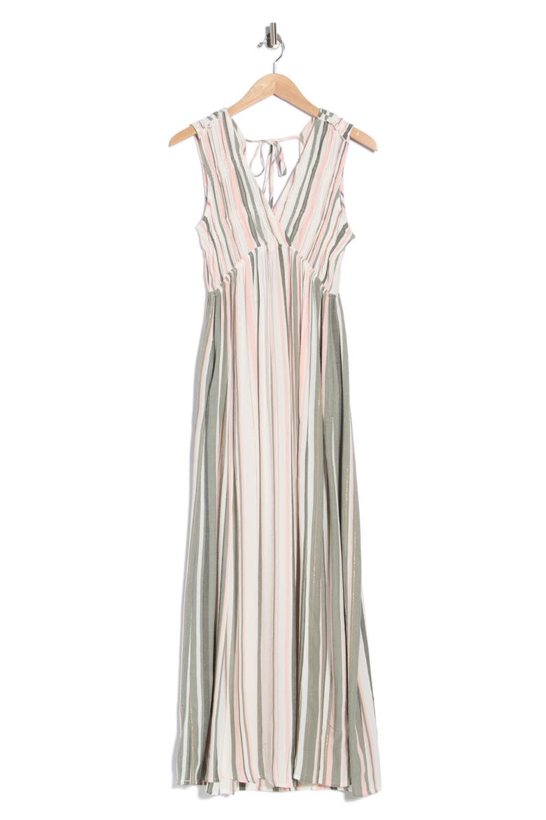 Sleeveless Stripe Maxi Dress, Alternate, color, OFF WHITE/ OLIVE