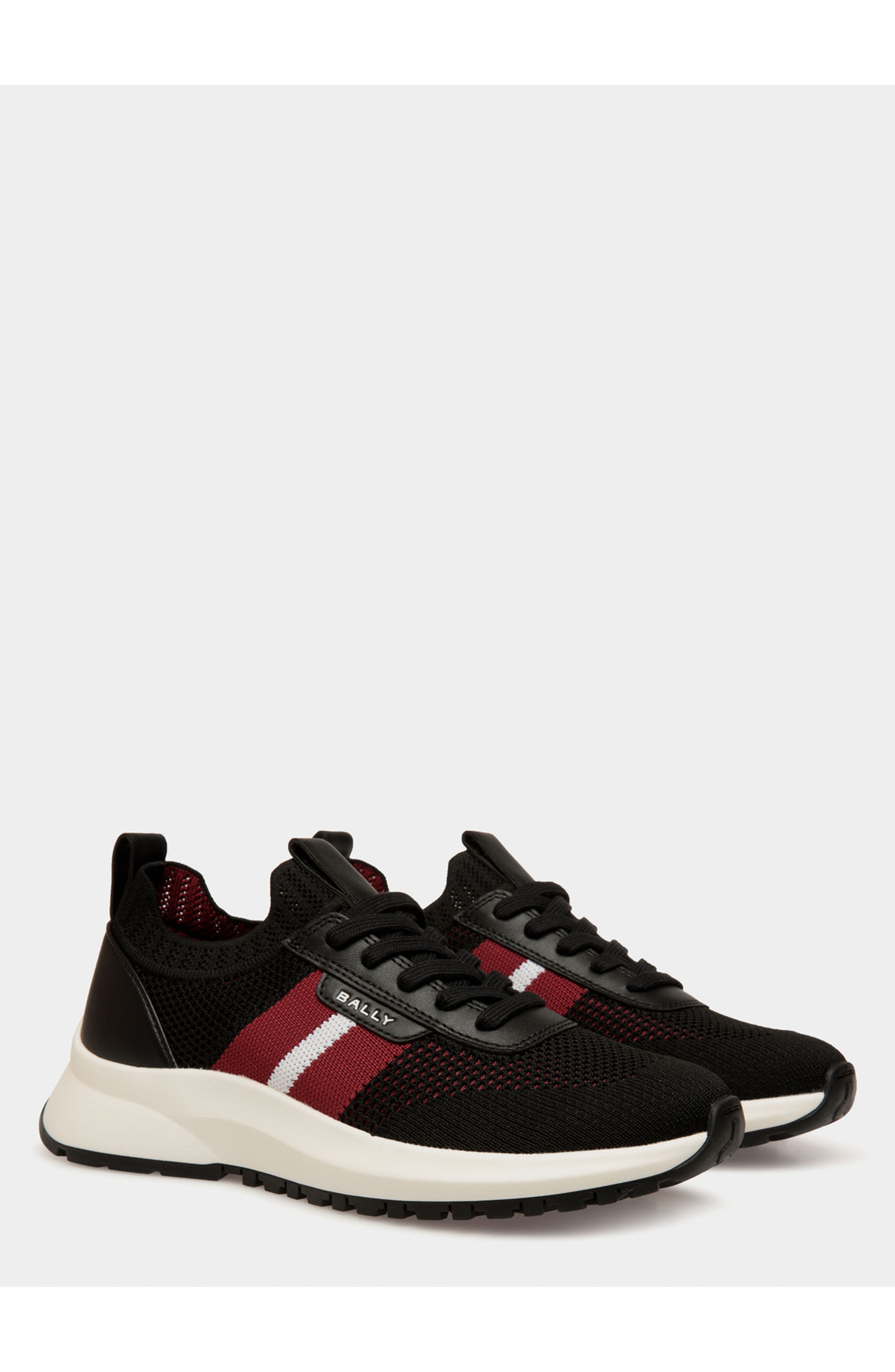 Bally Outline Sneaker in Knit Lined with Leather, Alternate, color, Black