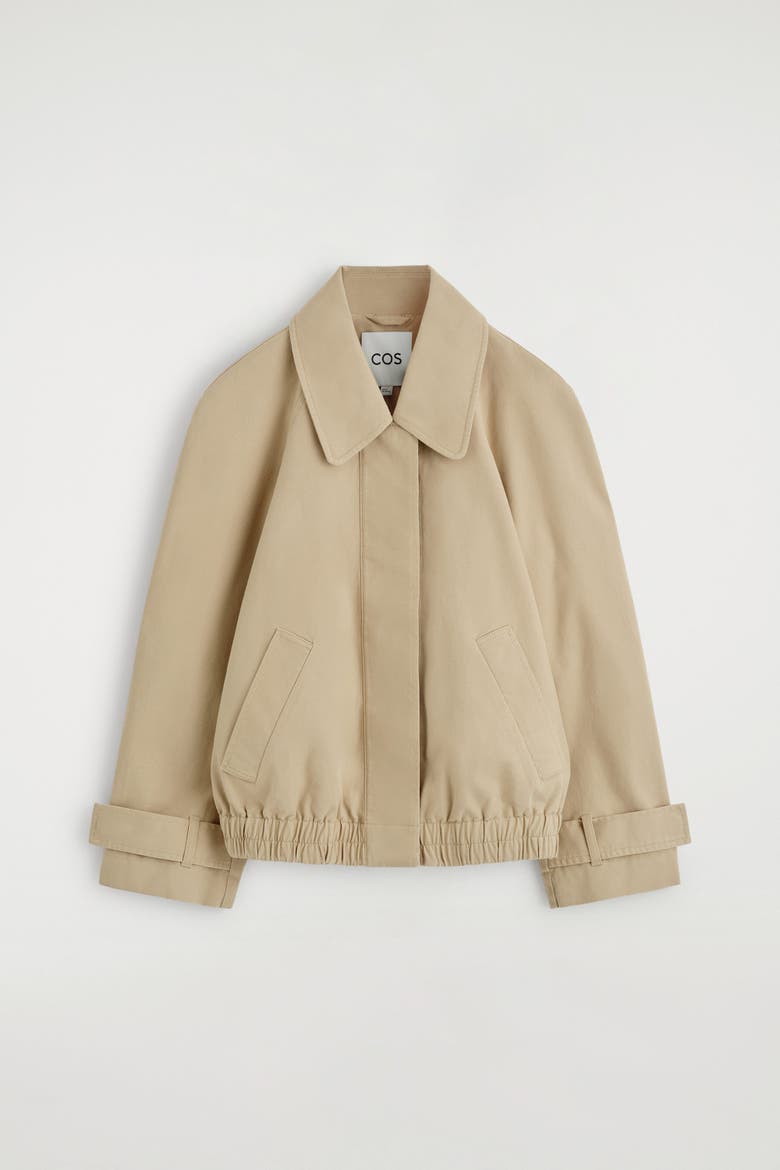 Rounded Cotton Blouson Jacket, Alternate, color, BEIGE