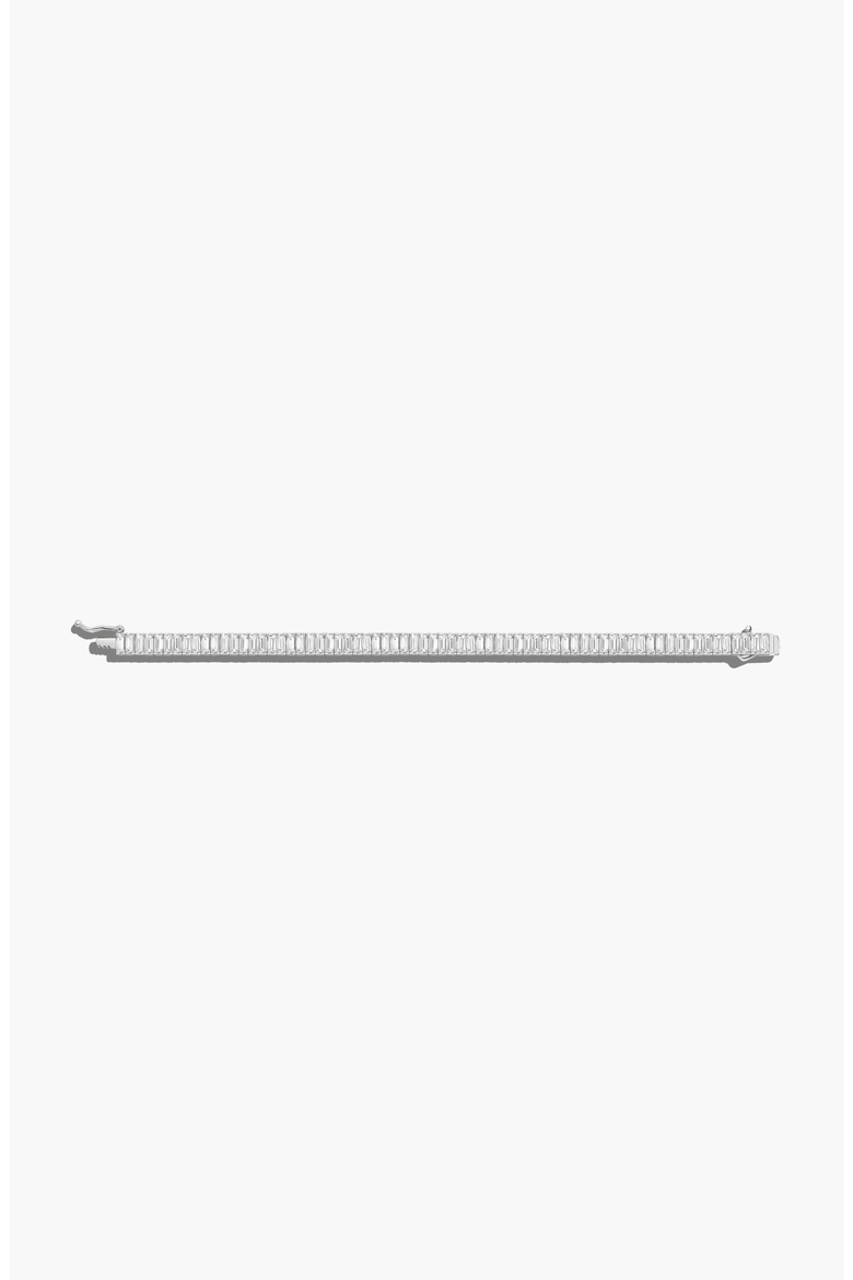 Lab Grown Sapphire Baguette Tennis Bracelet, Alternate, color, Sterling Silver