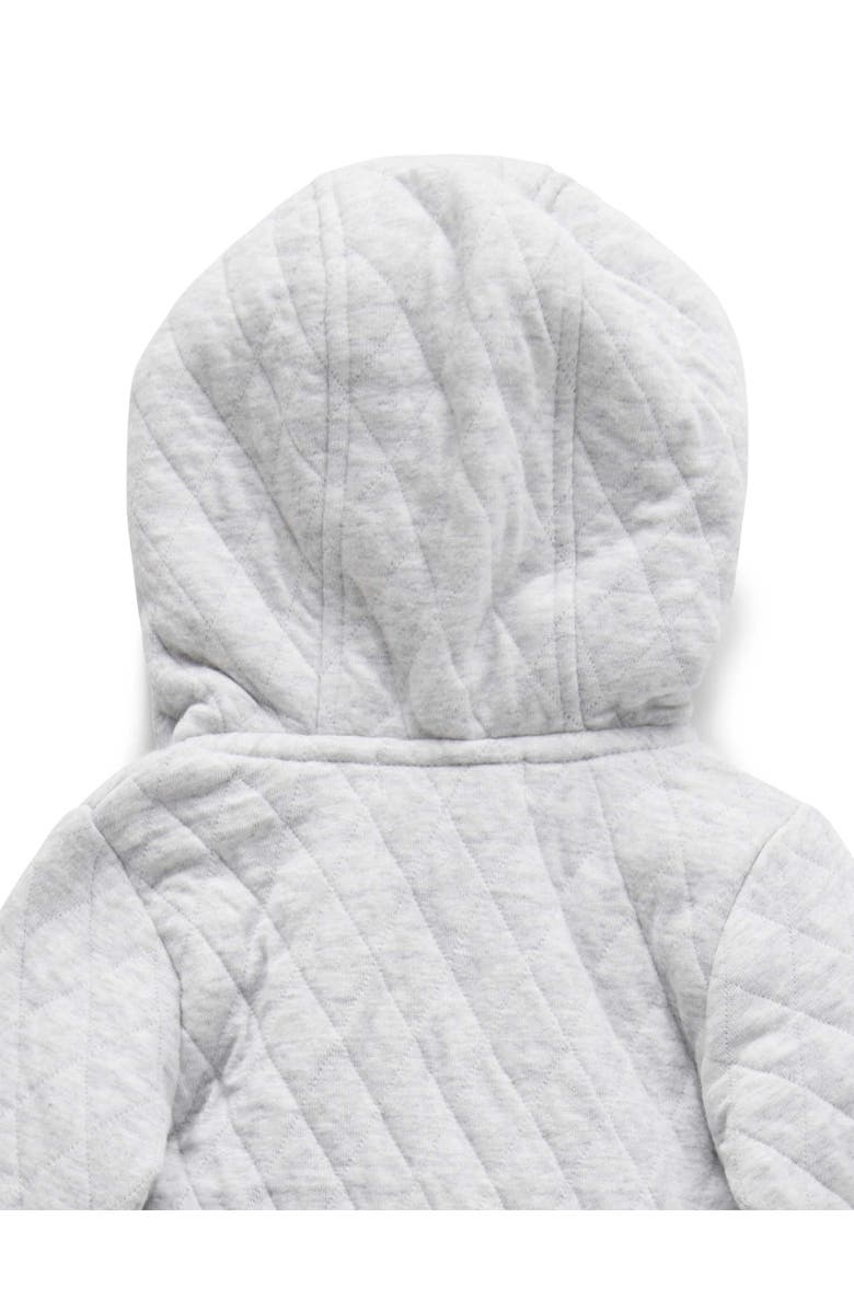 Purebaby Quilted Hooded Coverall Onsie, Alternate, color, Pale Grey Melange