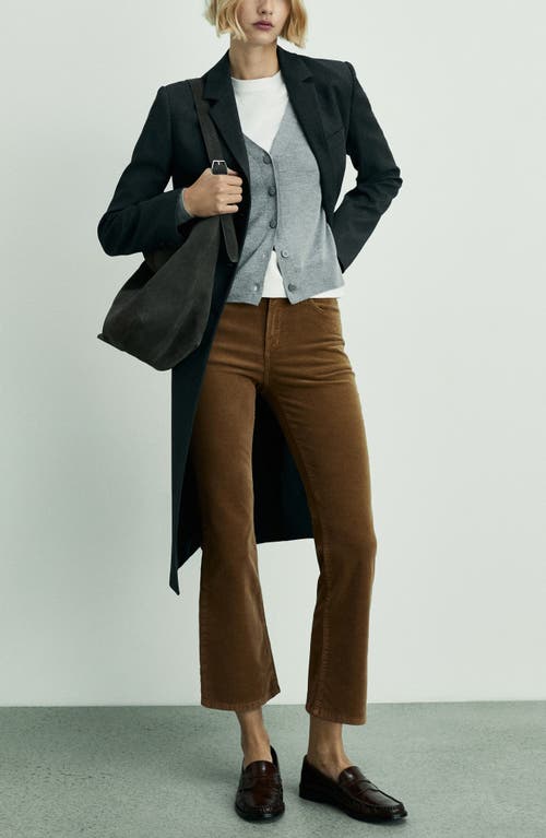 Mango Corduroy Crop Bootcut Pants In Medium Brown