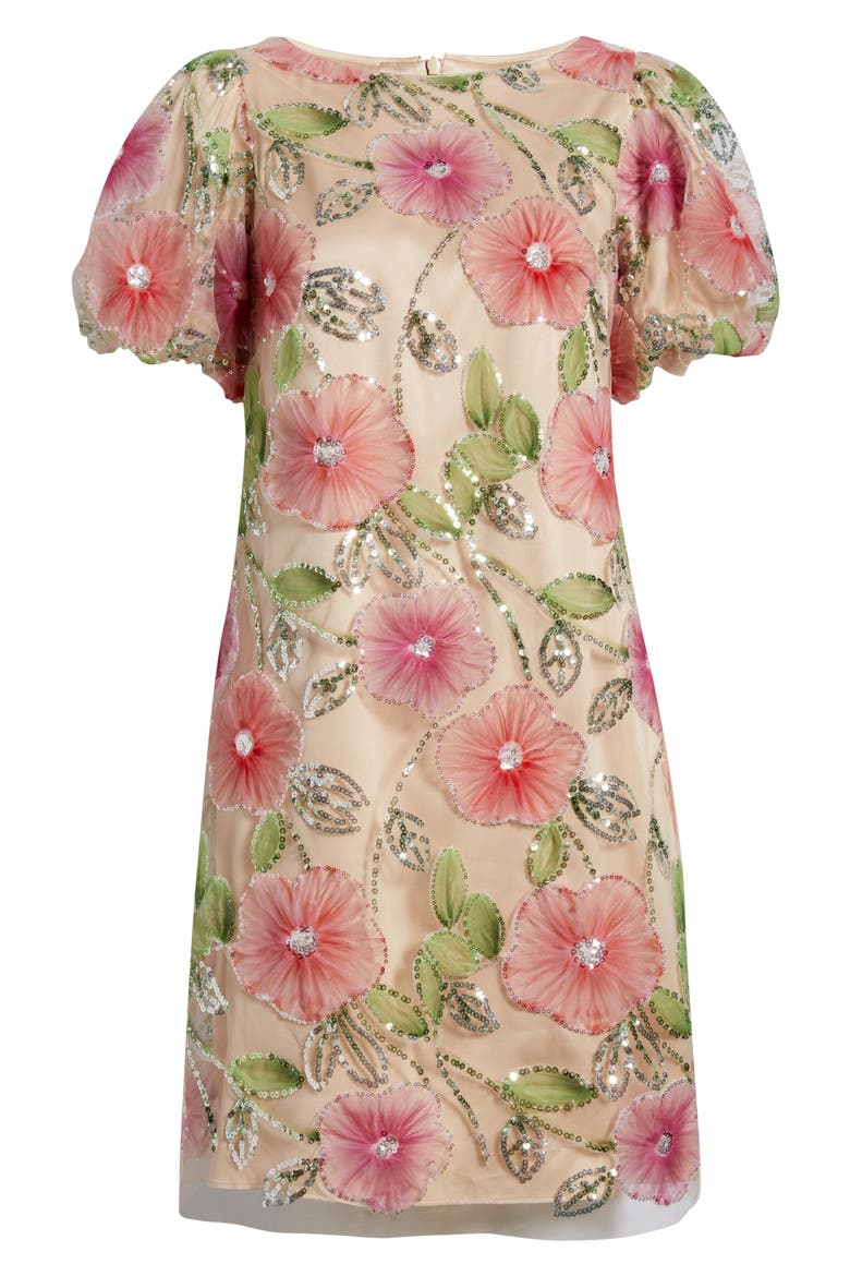 Sequin Floral Shift Dress, Alternate, color, PURPLE MUL