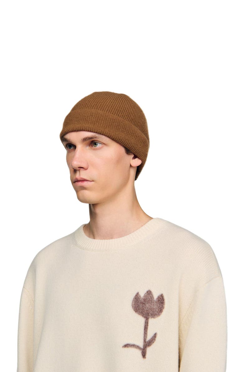 SANDRO Cashmere beanie, Alternate, color, Cognac