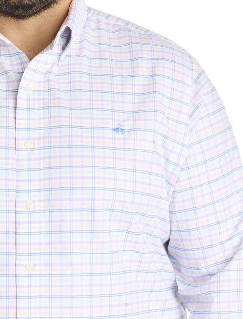 B+t Essentials Fit By Dxl Big & Tall Non-iron Multi Check Sport Shirt In Hydrangea Multi