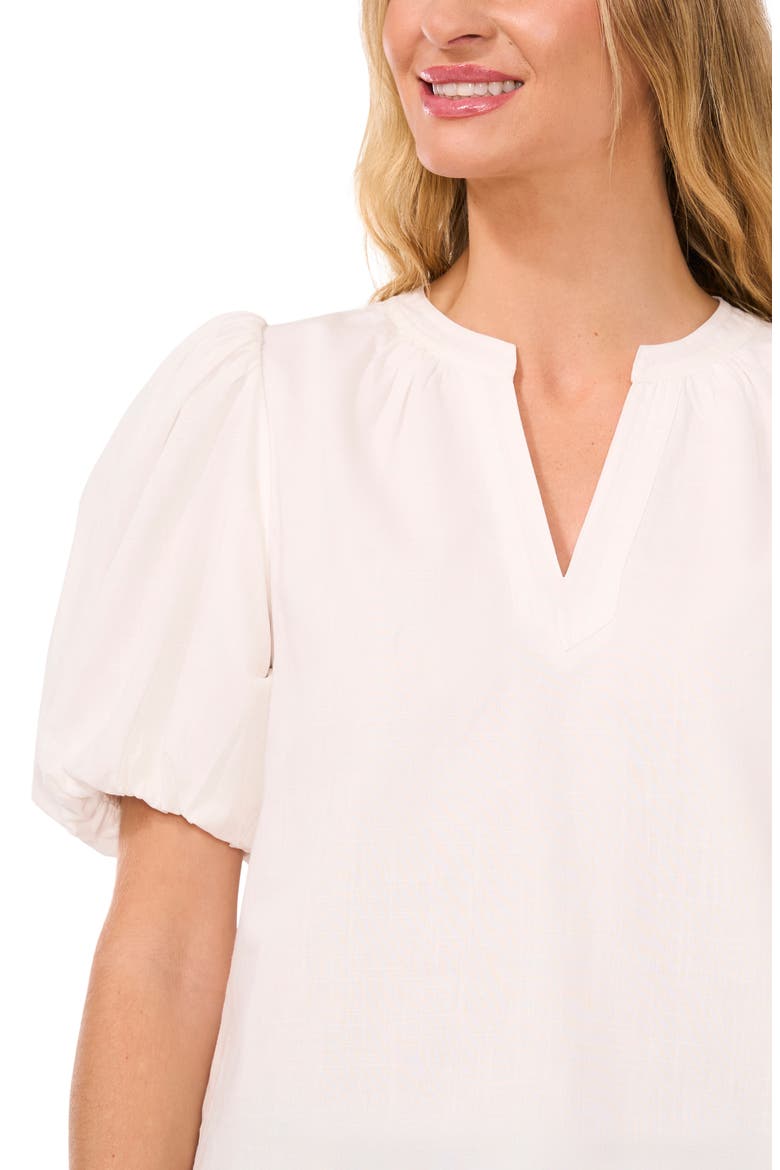 Puff Sleeve Poplin Popover Top, Alternate, color, NEW IVORY
