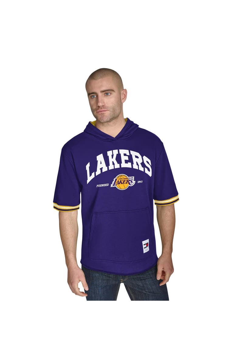 TOMMY JEANS Men's Tommy Jeans Purple Los Angeles Lakers Paul French Terry Short Sleeve Pullover Hoodie, Alternate, color, Purple