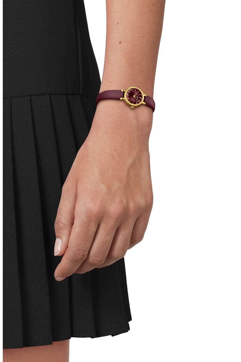 Lovely Round Leather Watchband, Alternate, color, BURGANDY