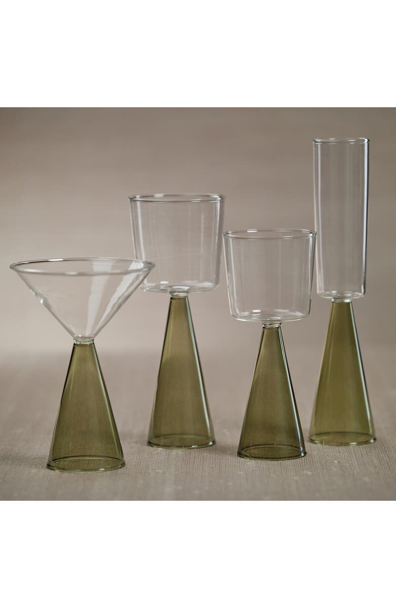 Zodax Viterbo Set of 4 Martini Glasses, Alternate, color, Clear/ Green