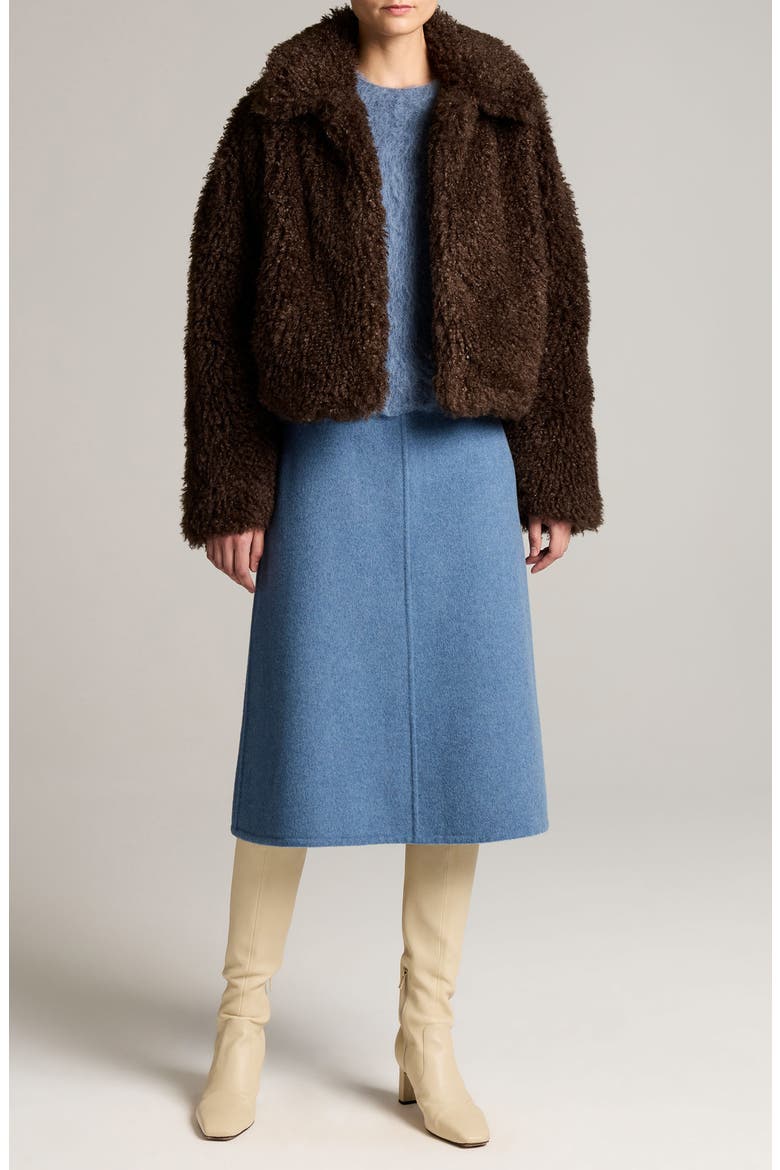 Faux Fur Cropped Jacket, Alternate, color, PINEWOOD