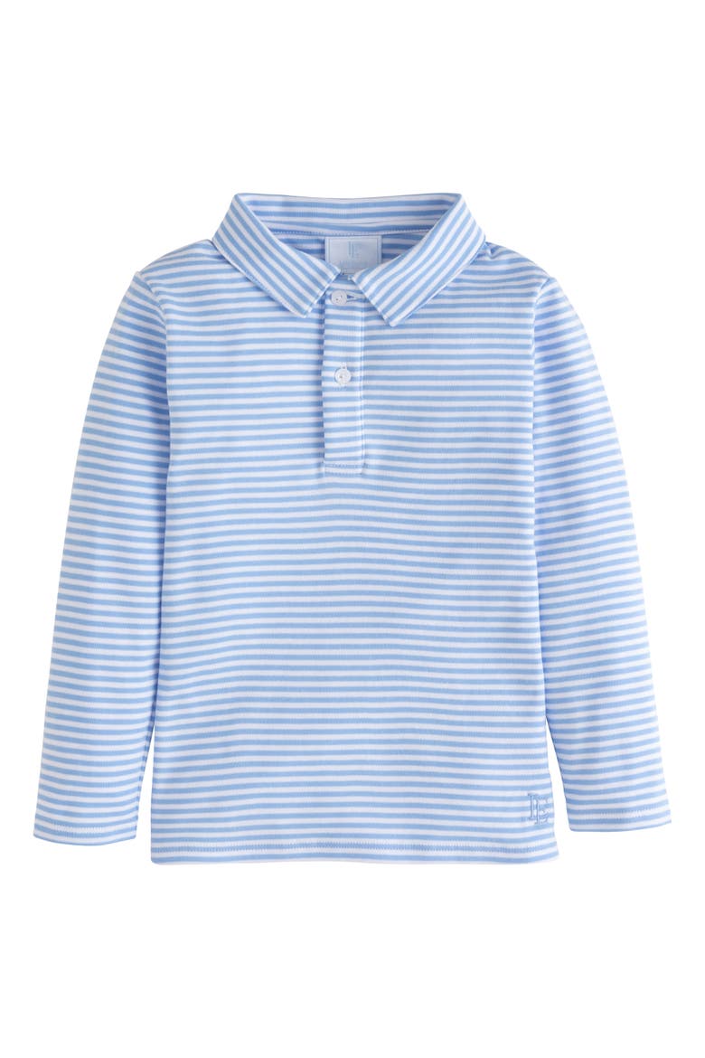 Kids' Striped Long Sleeve Polo, Main, color, Light Blue Stripe