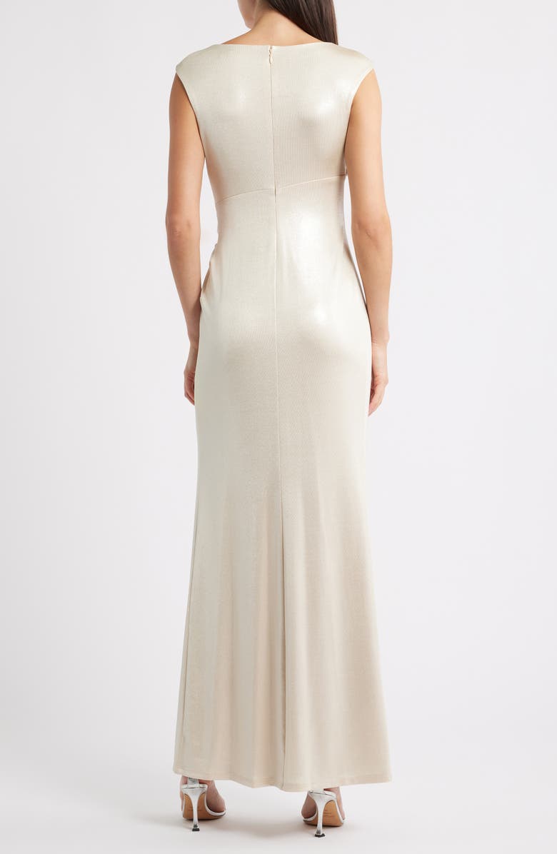 Lauren Ralph Lauren Metallic Sleeveless Gown, Alternate, color, Champagne/ Silver