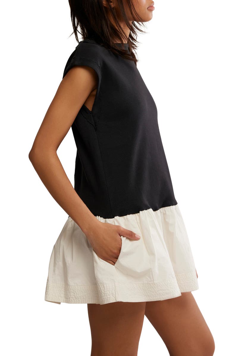 Free People Enya Mixed Media Minidress, Alternate, color, Black Combo