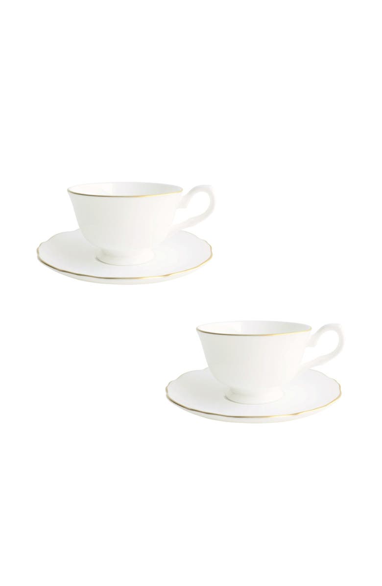 Twig New York Amelie Set of 2 Espresso Cups & Saucers, Main, color, Brushed Gold