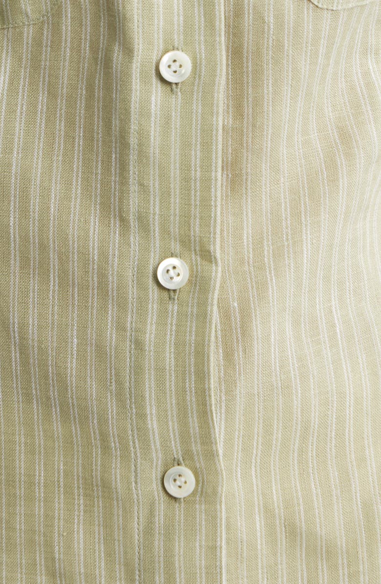 FRAME The Seaside Pinstripe Button-Up Top, Alternate, color, Sage Multi