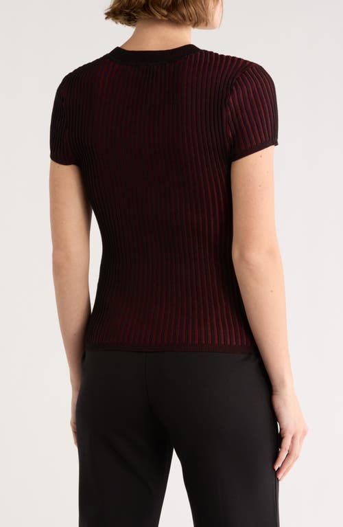 Dkny Short Sleeve Rib Knit Sweater In Red